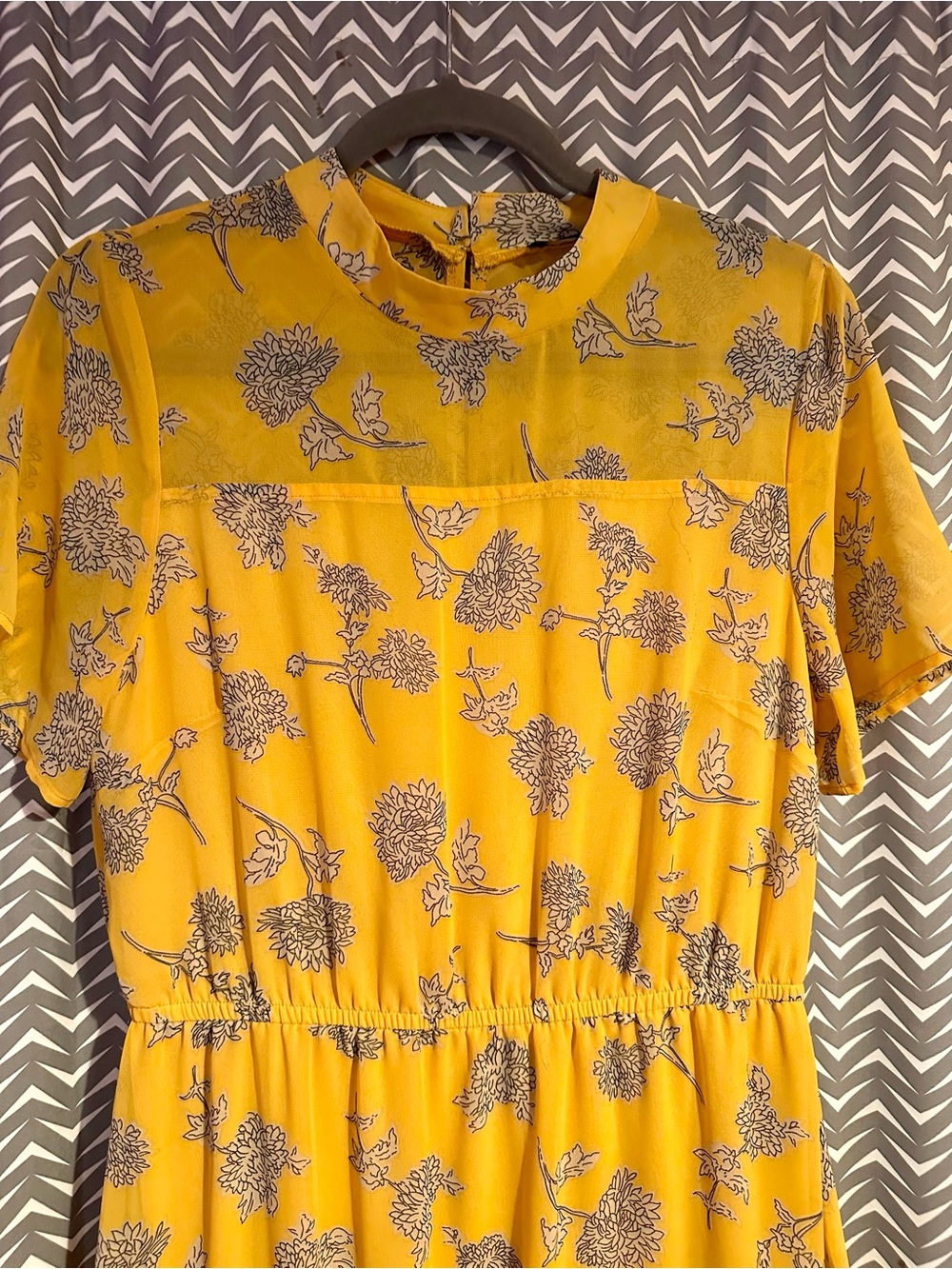 Lulus | Floral Dressed Up Mustard Yellow Floral Print Midi Dress, M - Picture 5 of 9